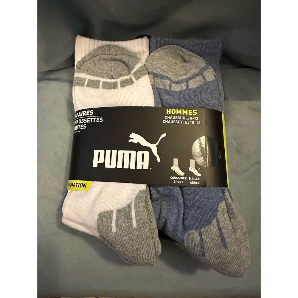 PUMA Men's Cushioned Crew Socks 6 Pack White